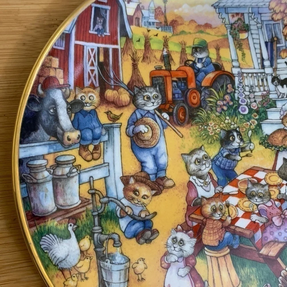 Franklin Mint | A Purrfect Feast Limited Edition Porcelain LD4724 24k Trim Plate